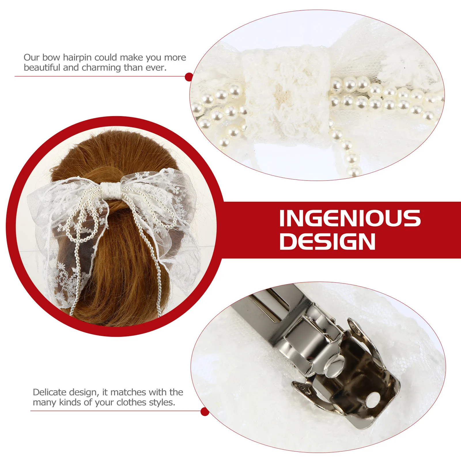 

1Pcs Lace Large Bow Hair Clip Girl Woman Lovely Bowknot Hairpin Hairpin Decor Fashion Party Hair Accessory Women Headdress