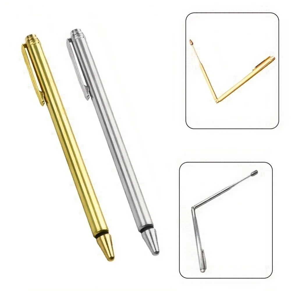 2Pcs/Set Copper Dragon Seeking Dowsing Rods Outdoor Energy Water Witching Portable Dragon Seeking Divining Dowsing Rod Gold