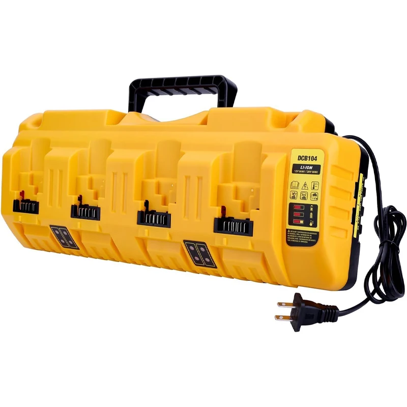 

DCB104 Li-ion Battery Charger 4-Port Charging Current For Dewalt 14.4V 18V 20V Max Lithium Battery DCB120 DCB127 DCB200 DCB206