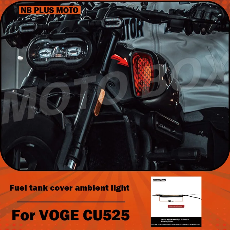 【Premium】For VOGE CU525 Modified Retro Fuel Tank Cover Ambient Lights – Left and Right LED Decorative Strips, Ready for Direct I