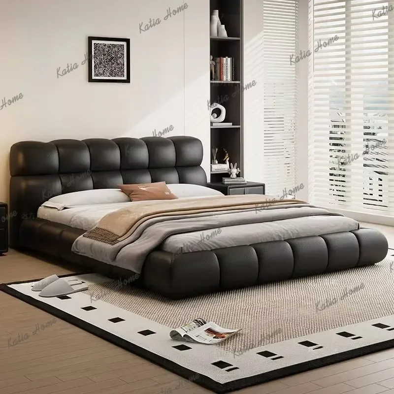 Italian Waterproof Double Bed Designer Full Size Floor Modern Double Bed Luxury Bedgeraamte Wooden Cama
