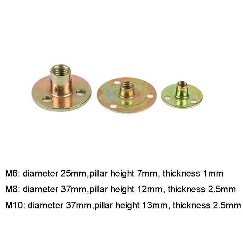 2/5 pezzi dado in lamiera di ferro stecca dado di accoppiamento flangia a tre fori con filettatura M6 M8 M10 dispositivo di fissaggio per mobili