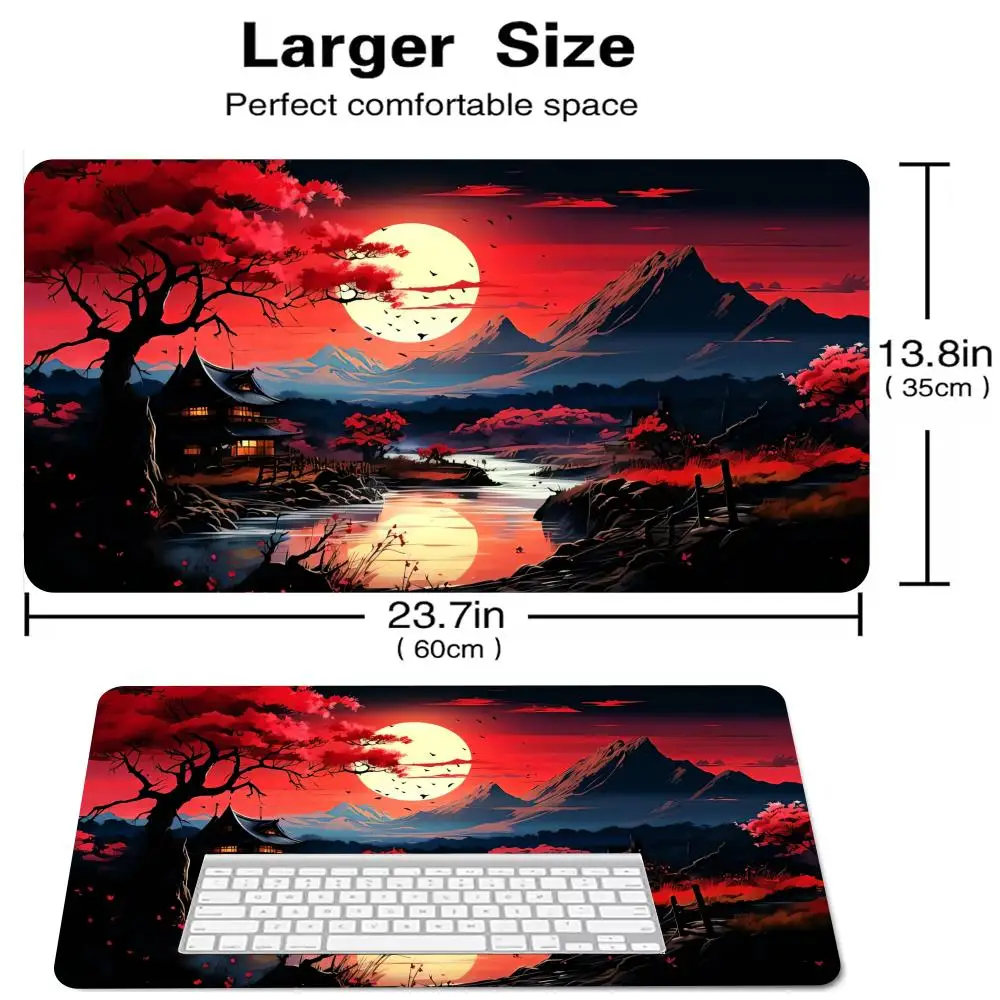 

Landscape Mouse Pad Japan Style Large Computer Office Game Table Mats XXL Rubber Anti-slip PC Keyboard Mousepads Long Desk Pads