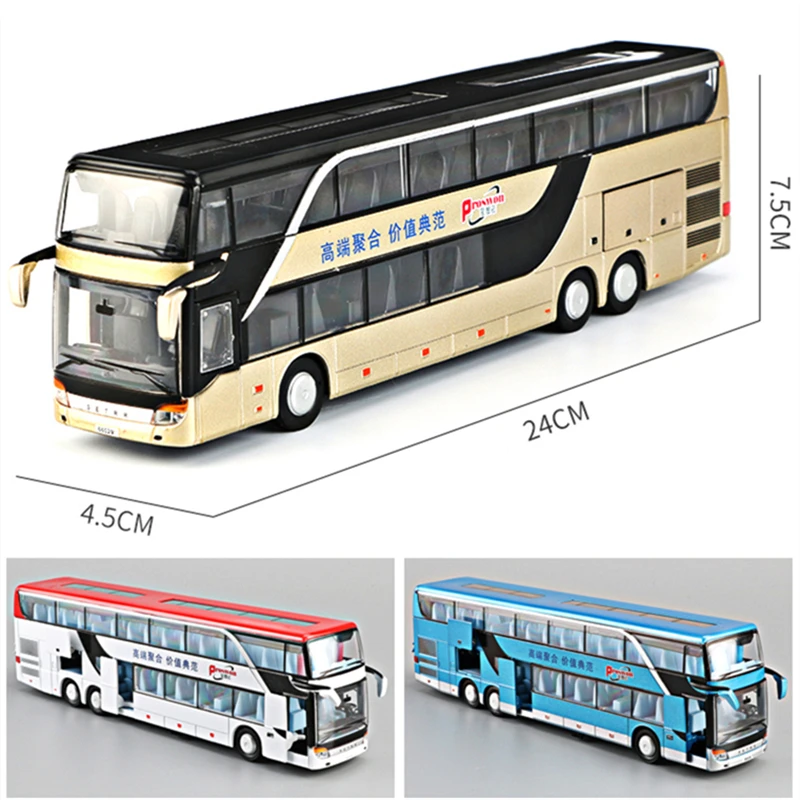 Alloy Double Decker Electric Tourist Traffic Bus Model Diecasts Metal City Passenger Car Bus Model Sound and Light Kids Toy Gift