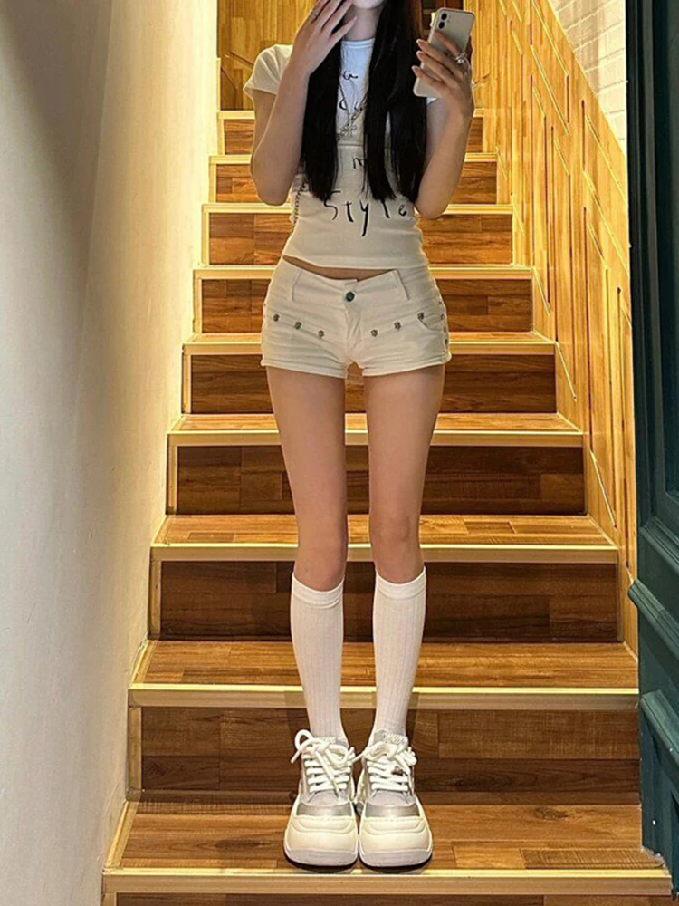 

Sexy Tight Denim Shorts Women's Spring Summer High Waist A-Line Hot Pants Trendy Low Waist Bodycon Y2K Style Blue Jeans