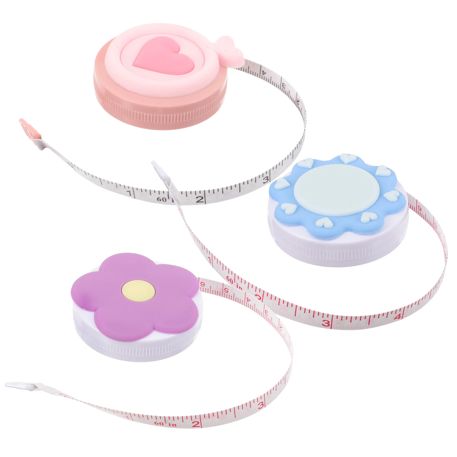 

3 Pcs Chisel Girl on Blue Background Measuring Tape Retractable Tool for Body Measurements Pvc DIY Student