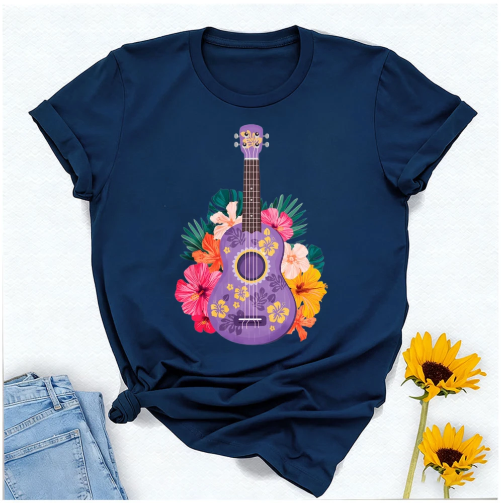 Ukulele Music Instrument Fan T-shirt Vintage Musician Hawaiian Uke Lover Birthday Gift Mini Guitar Player Teacher Present Tee