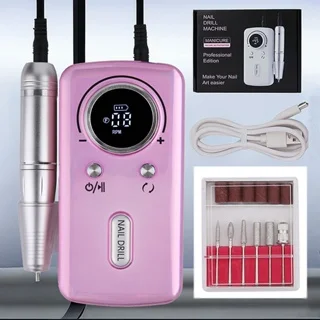 45000RPM Rechargeable Nail Drill Manicure Machine Low Voice Professional Nail Gel Polishing Remover Drill Set with LCD Screen V1