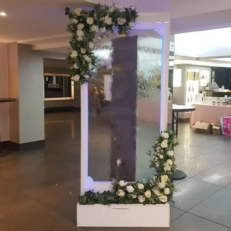 For  Wedding Decor Backdrop Waterfall Welcome Sign Stand Fountain Acrylic Water Wall Panel