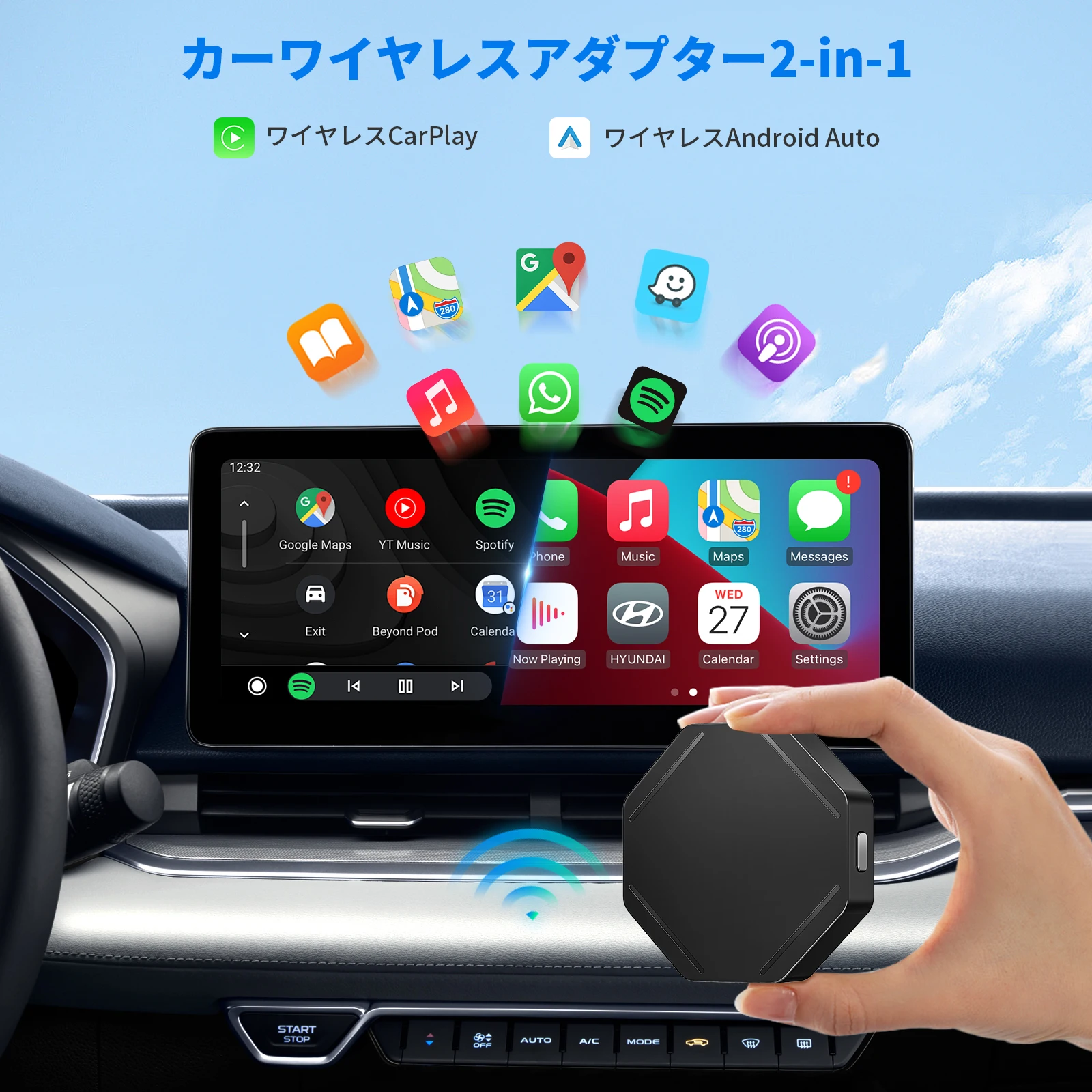 Birgus C11 Ai Box Wireless CarPlay Android Auto Adapter WiFi Bulit in Goole Stroe Youtube Nexflit Smart Box CarPlay  ﻿adapter