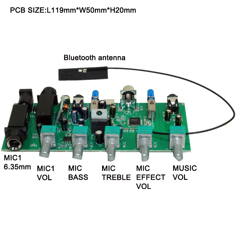 DSP Digital Reverb Circuit, Karaoke Effector, Dynamic Microphone Preamplifier Coaxial decoding  Bluetooth reception