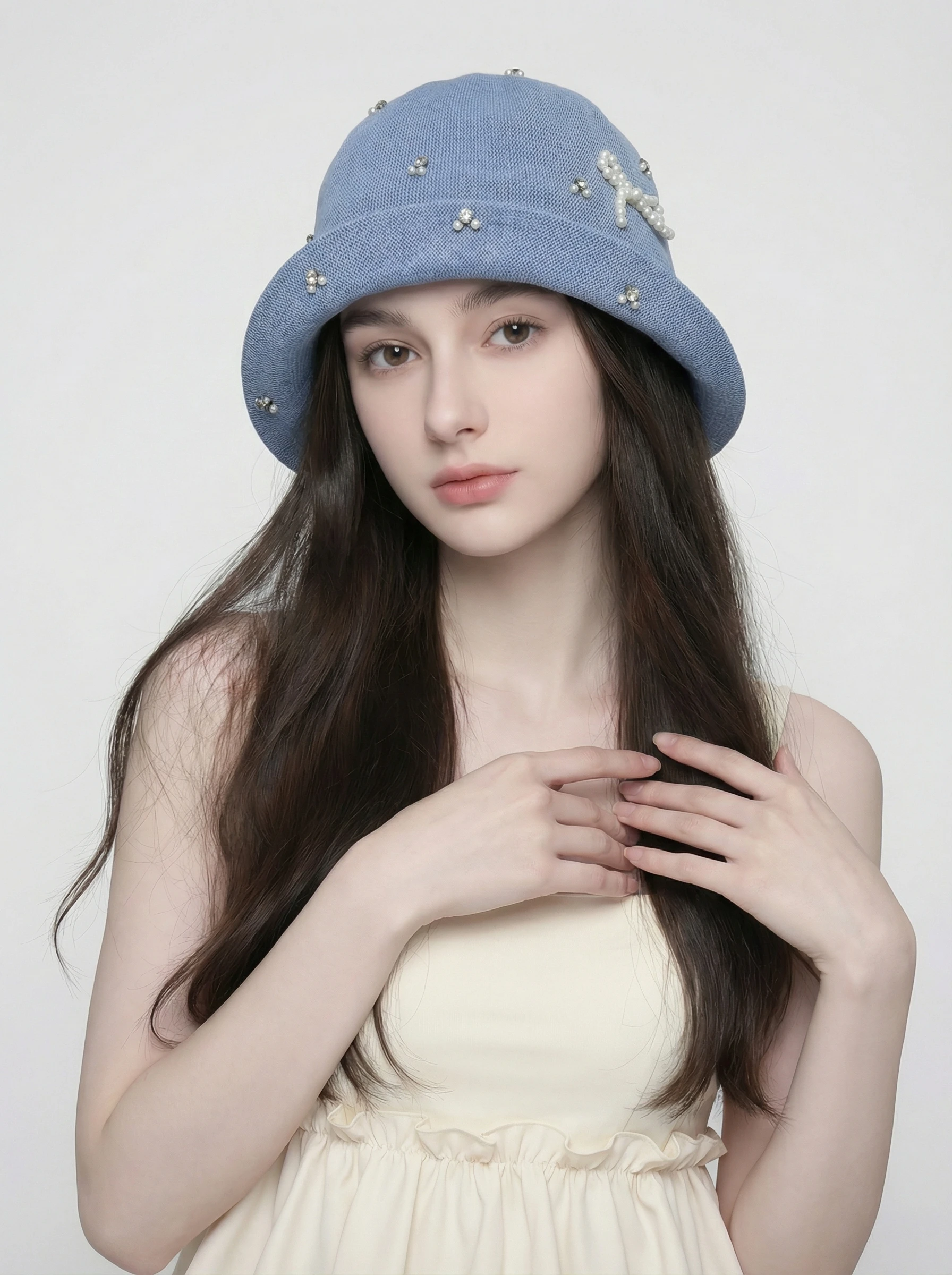 chapeau-de-pecheur-en-lin-respirant-fait-main-avec-nœud-perle-large-bord-dessus-rond-pour-femme-protection-solaire-pour-petit-visage-printemps-ete