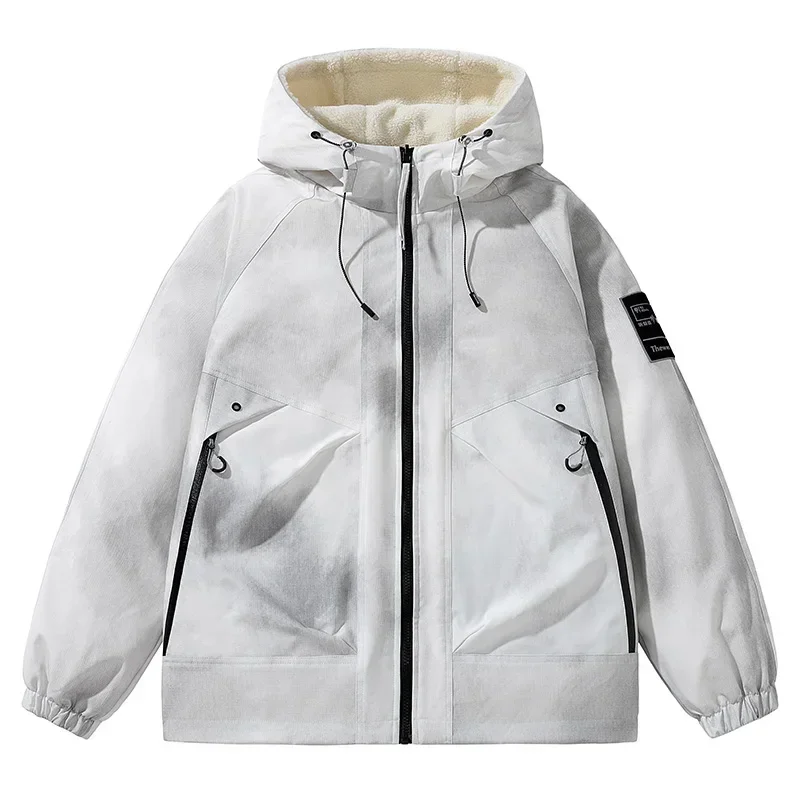 Plus-size L-9XLWinter Men Cotton Jacket Outdoor Cycling Windproof Breathable Warm Coats Clothing Trendy Lamb Wool Jacket Parkas