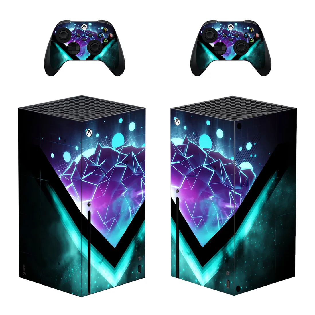 Geometric Fragments Style Xbox Series X Skin Sticker for Console & 2 Controllers Decal Vinyl Protective Skins Style 1