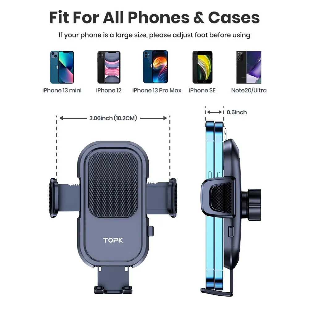 TOPK Air Vent Car Phone Holder Mount,[Big Phones&Thick Case Friendly]Cell Phone Holder for Car Hands Free Clamp Cradle Vehicle image 6