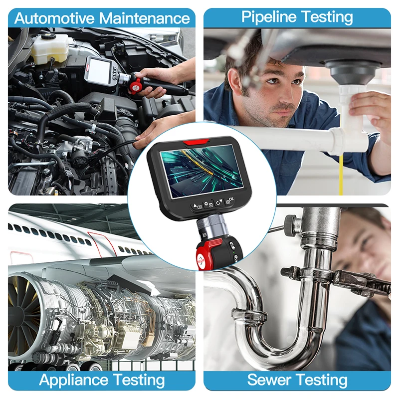 Boroscopio articulado de 6,2mm, cámara de inspección automotriz con endoscopio, HD, 4,3 pulgadas, IPS, LCD, 2.0MP, bidireccional, para Android, PC,