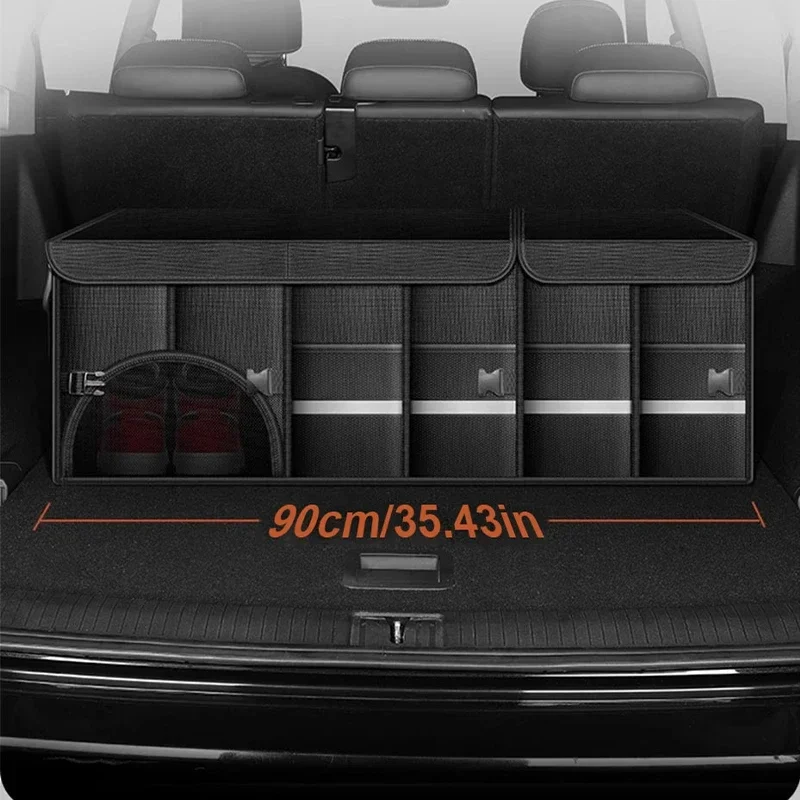 110L Large-Capacity Foldable Trunk Storage Box Waterproof Oxford Cloth Car Organizer for Camping/Fishing Easy to Carry