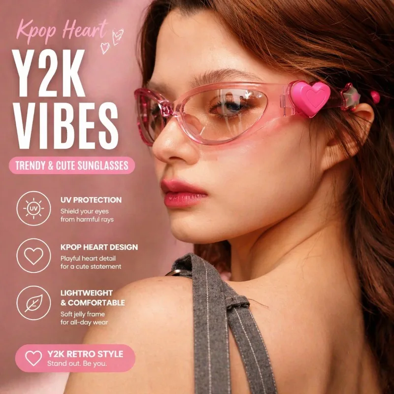Gafas de Sol Y2K para Mujer, Color Rosa Jelly, Gafas de Sol Gummy Millennium, Estilo Estético para Fiestas, Streetwear, Montura Ovalada que Adelgaza el Rostro