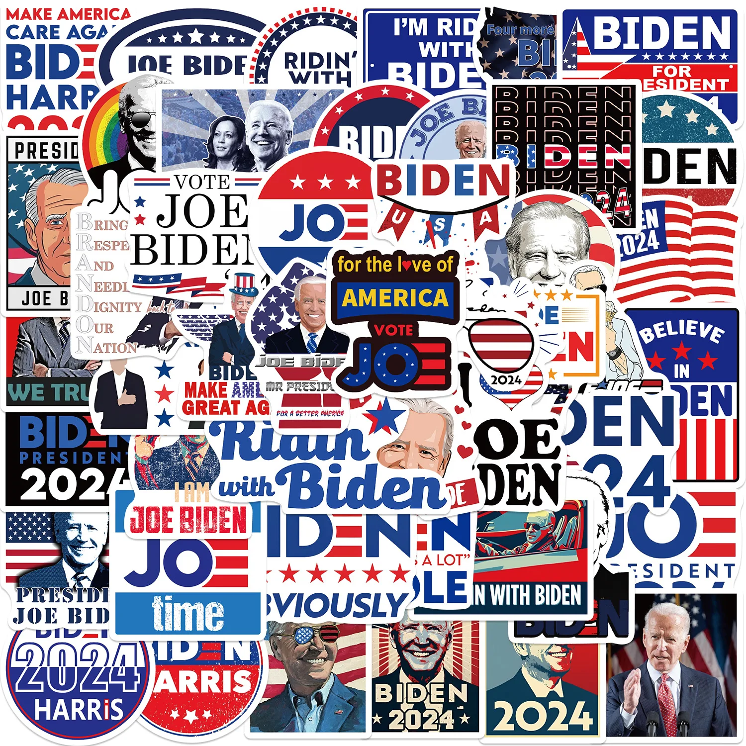 50 Pcs 2024 The US Presidential Election Election Assistance Support Stickers Water Glass Laptop Tablet Waterproof Decor Sticker