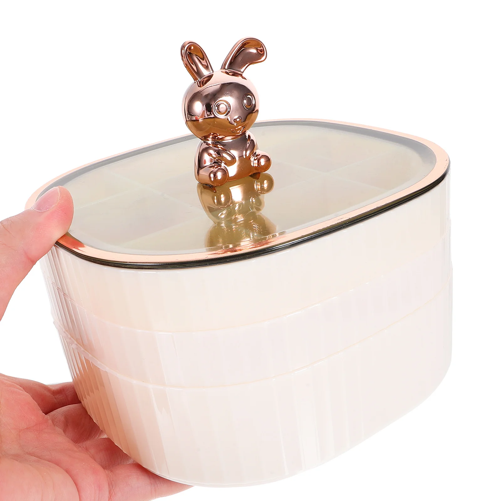 

Multi-Layer Jewelry Storage Box ABS Decorative Organizer Case Mini Rabbit Statue Jewelry Holder Display Stand for Vanity Table