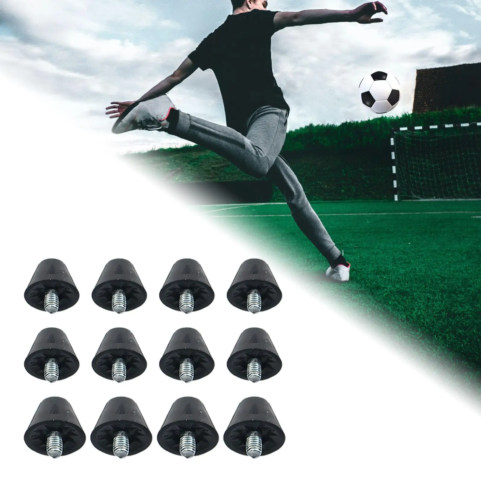 12Pcs Football Shoe Spikes Turf Screw in M5 Stable Soccer Studs for Training Indoor Outdoor Sports Athletic Sneakers Competition