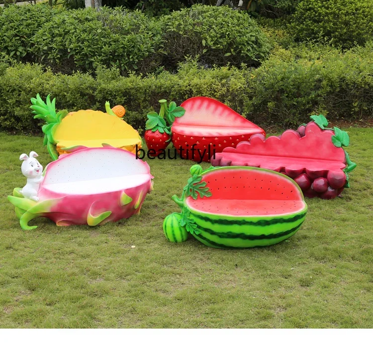 

Outdoor FRP Cartoon Stool Kindergarten Shopping Mall Sculptured Ornaments Park Decoration Artificial Fruits and Vegetables Seats