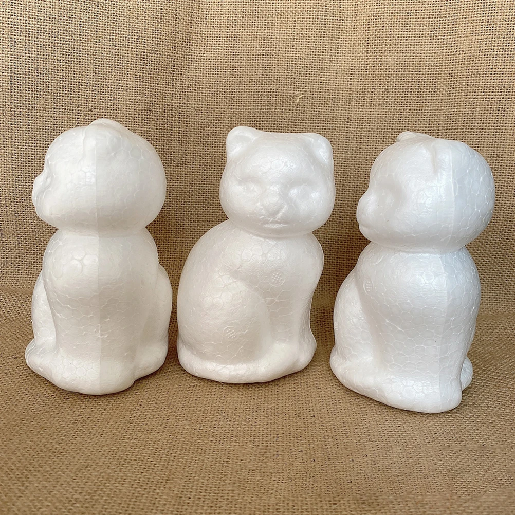

10 Pcs White Foam Models Craft Materials Solid Mushroom Balls Cat Shape DIY Painting Decor Stress Relief Toy Foam Crafts