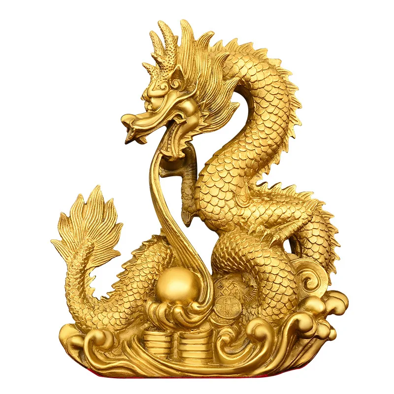 Bronze Dragon Ornament Auspicious Dragon Offering Pearl Dragon Play