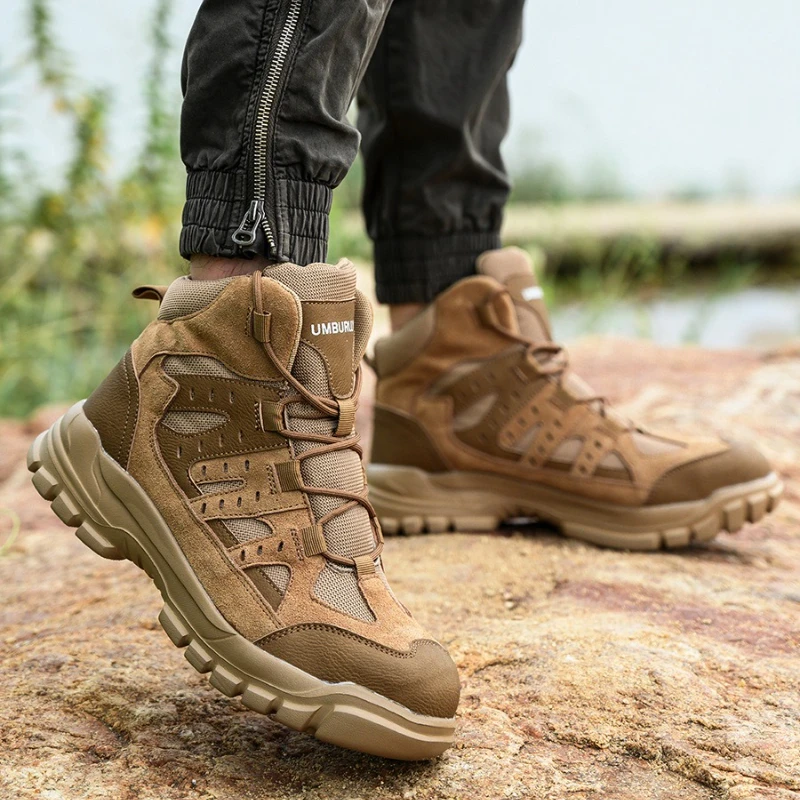 고품질 안전화, 충격 방지 안전화, 냄새 방지 작업용 스틸 토 신발, 하이탑 작업화, 펑크 방지 방수