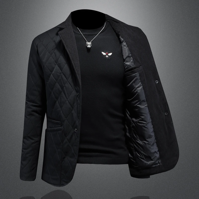 2024 Winter New Men's Needle Suit Collar Casual Down Jacket High Quality Duck Down Duck Down Content 90%