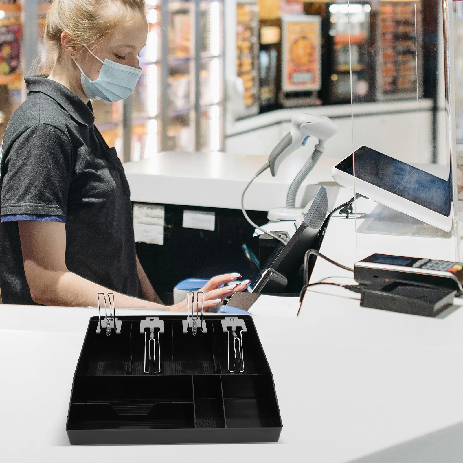 Pcs Cash Tray 3 Bill 3 Coin Compartments Cashier Box For Shop Supermarket Store Cash Register Organizer Money Storage Drawer