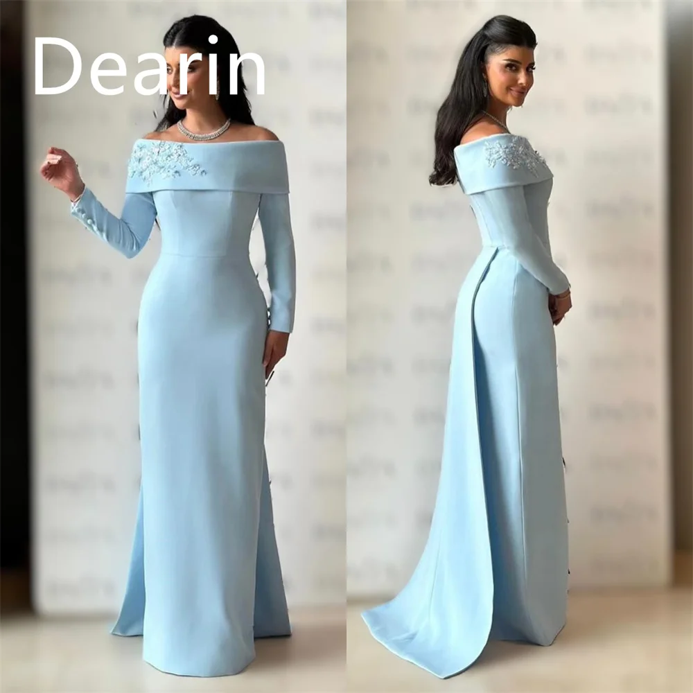 Customized Prom Dress Women Evening Dearin Off-the-shoulder Sheath Floor Length Skirts Vertically Bespoke Occasion Dresses Forma