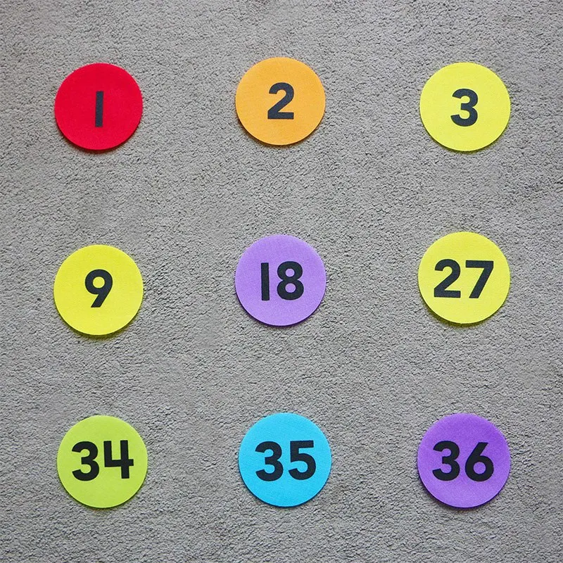 Markers With Numbers 1-36 , Classroom Floor Circles Dots Rug Mats For Kindergarten Preschool Organization Sticker, 4 Inch 36 Pac