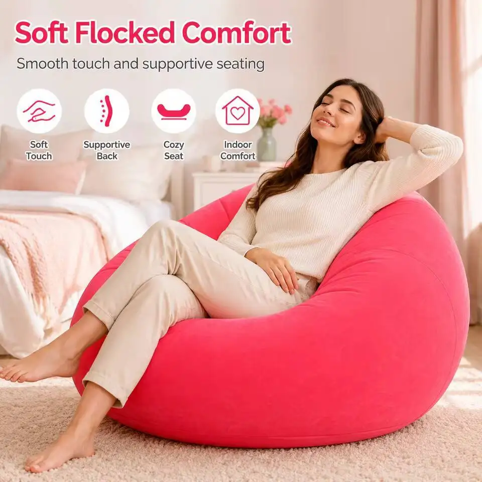New Inflatable Lazy Sofa Folding Portable Pvc Inflatable Air Chair For Living Room Outdoor Camping Convenient Beach Lounge Chair
