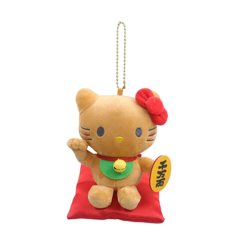 Kawaii Sanrio Hello Kitty น่ารักการ์ตูนสีดําผิว Lucky Cat ตุ๊กตาของเล่นตุ๊กตากระเป๋าเป้สะพายหลังจี้เด็กผู้หญิงของขวัญวันเกิดสร้างสรรค์