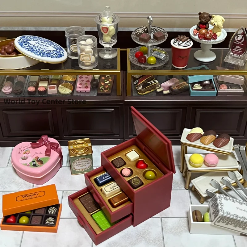 Re-Ment Exquisite Desserts From A Chocolate Shop With A Pounding Heart Mini Blind Box Miniature Scene Ornaments Model Toy Gifts