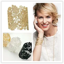 Vintage Wide Hollow Out Leaves Charms Bangles Bracelet jewelry For Women