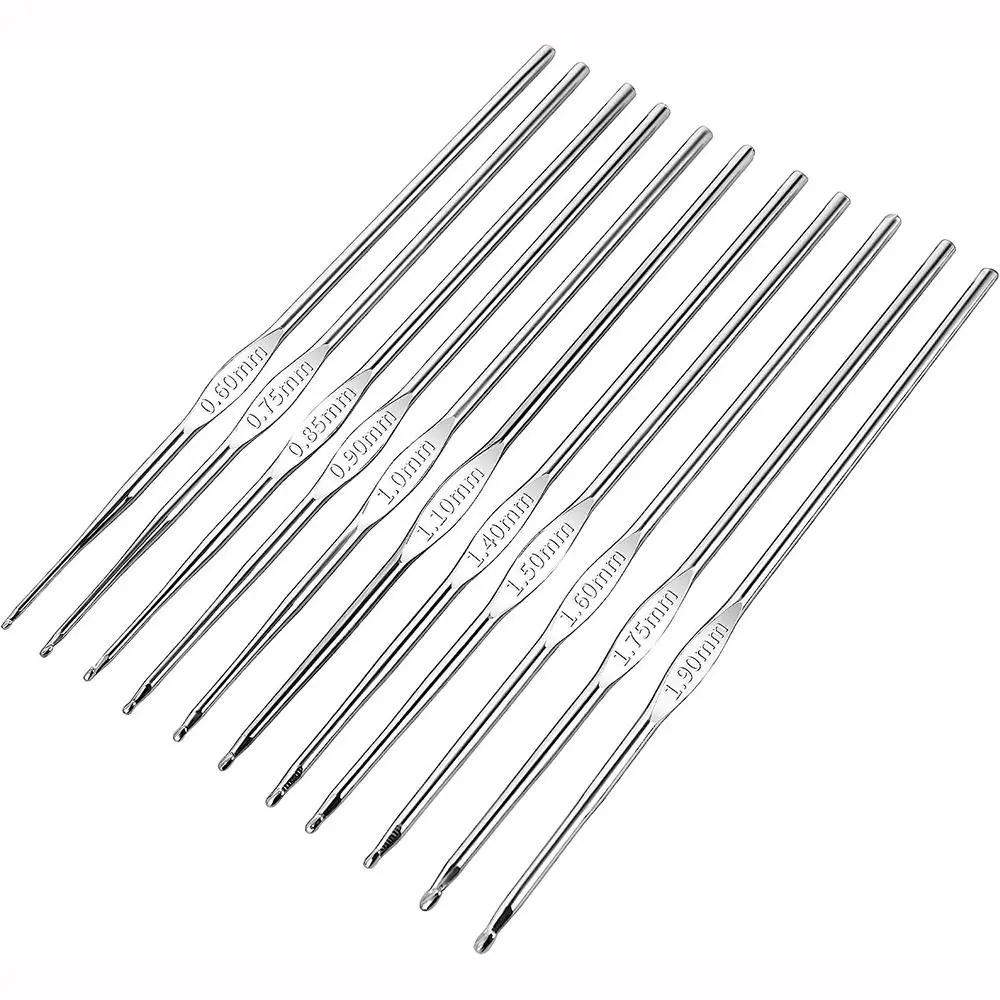 12pcs/set Crochet Hook Stainless Steel Knitting Needles DIY Handmade Craft Yarn Weave Sweater Knitting Hooks Needles Tools