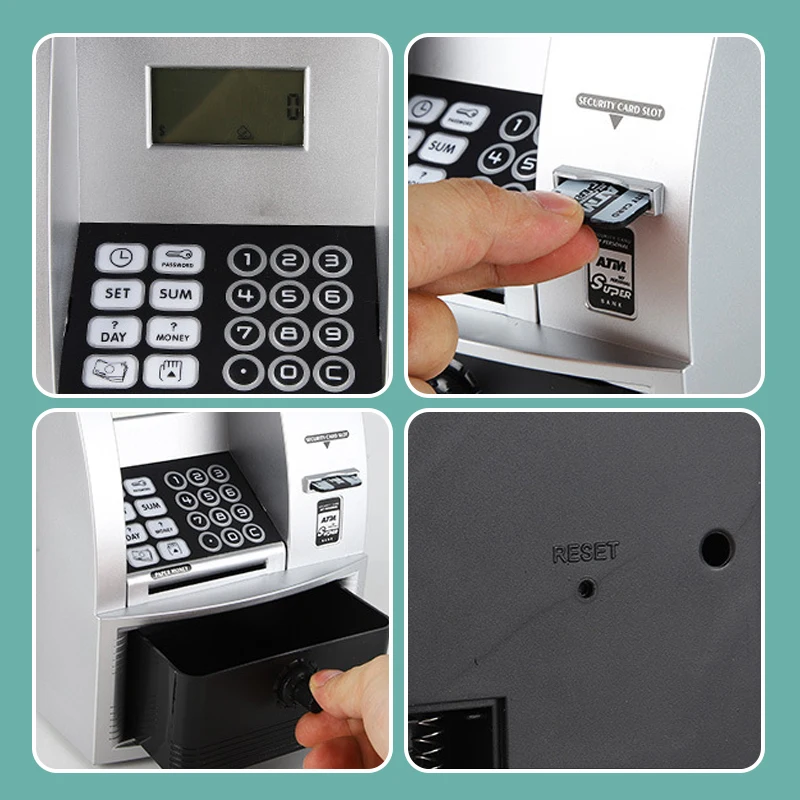 Electronic Piggy Bank ATM Password Money  Coins Saving Box ATM Bank  Automatic Deposit Banknote Christmas Gift