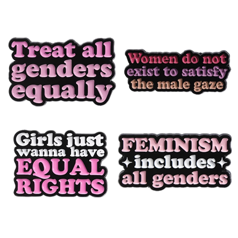 Treat All Genders Equally Feminism Enamel Pins Women Gilrs Powers Badge Collar Lapel Pin Creative Metal Brooches Accessories