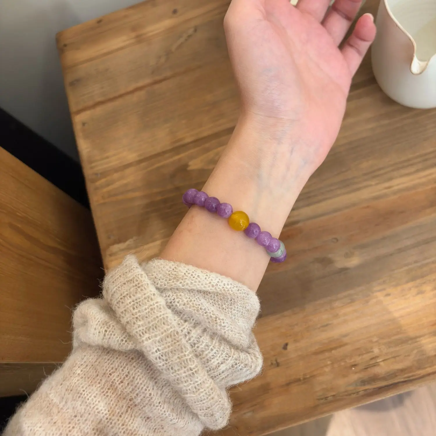 Bracciale in calcedonio viola, gioielli sfumati, periferico commemorativo, derivato, Bracciale della dea