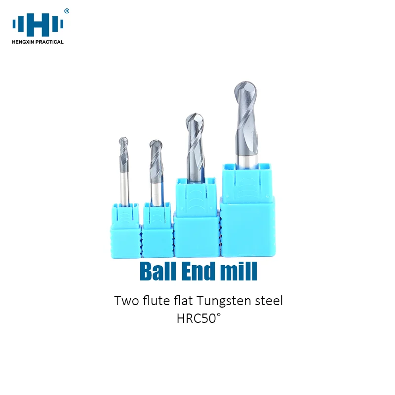 

HENGXIN Tungsten Steel 2 Flute Milling Cutter For Metal Machine Factory Cutting Base Nose Ball End Mills