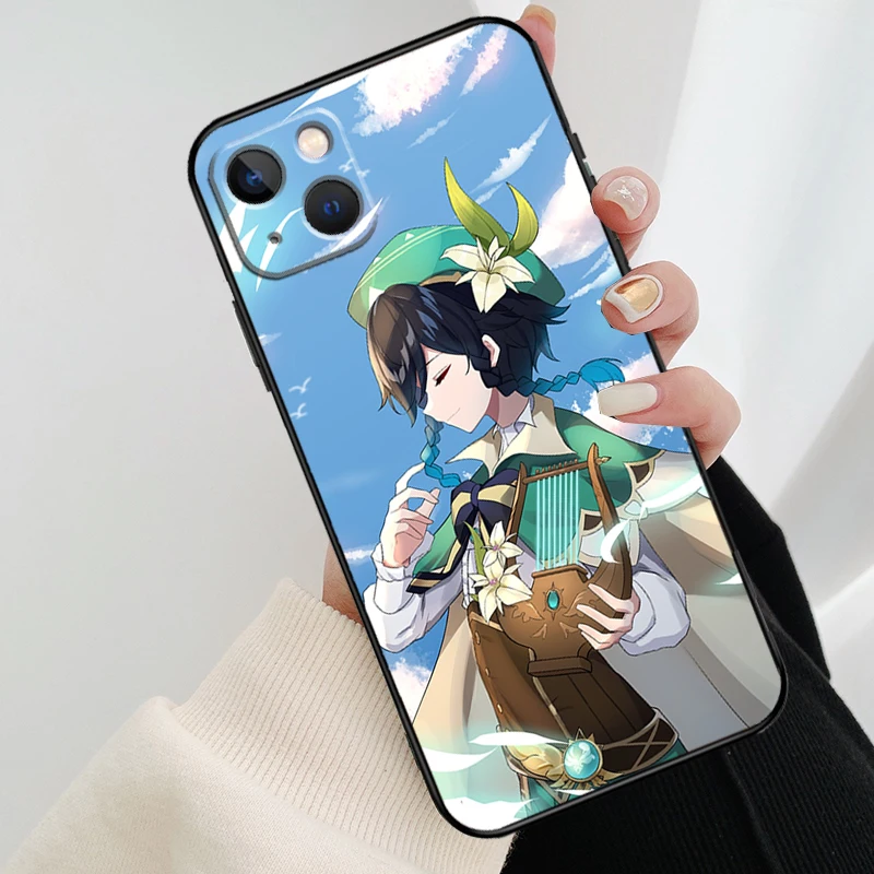 جراب هاتف Genshin Impact Venti لهاتف iPhone 16 Pro Max 15 14 13 11 12 Pro Max mini XR 15 16 Plus 16e غطاء Coque