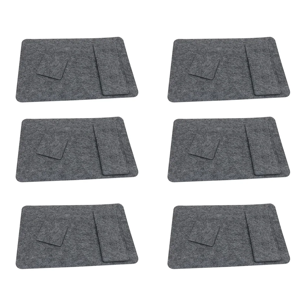 

6Sets Felt Table Mats Placemat Coaster Fork Bag Kit Heat Resistant Dining Mat Grey Dining Room Decoration Table Mats Set