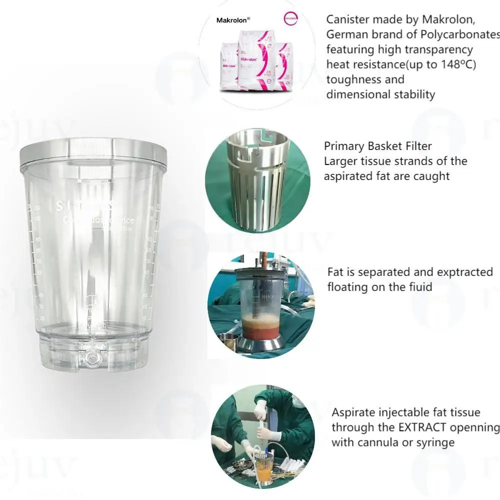 1.5L Fat Transplantation Filter System Fat Collect Container Lipofiling System Macrofat Transfer Procedure