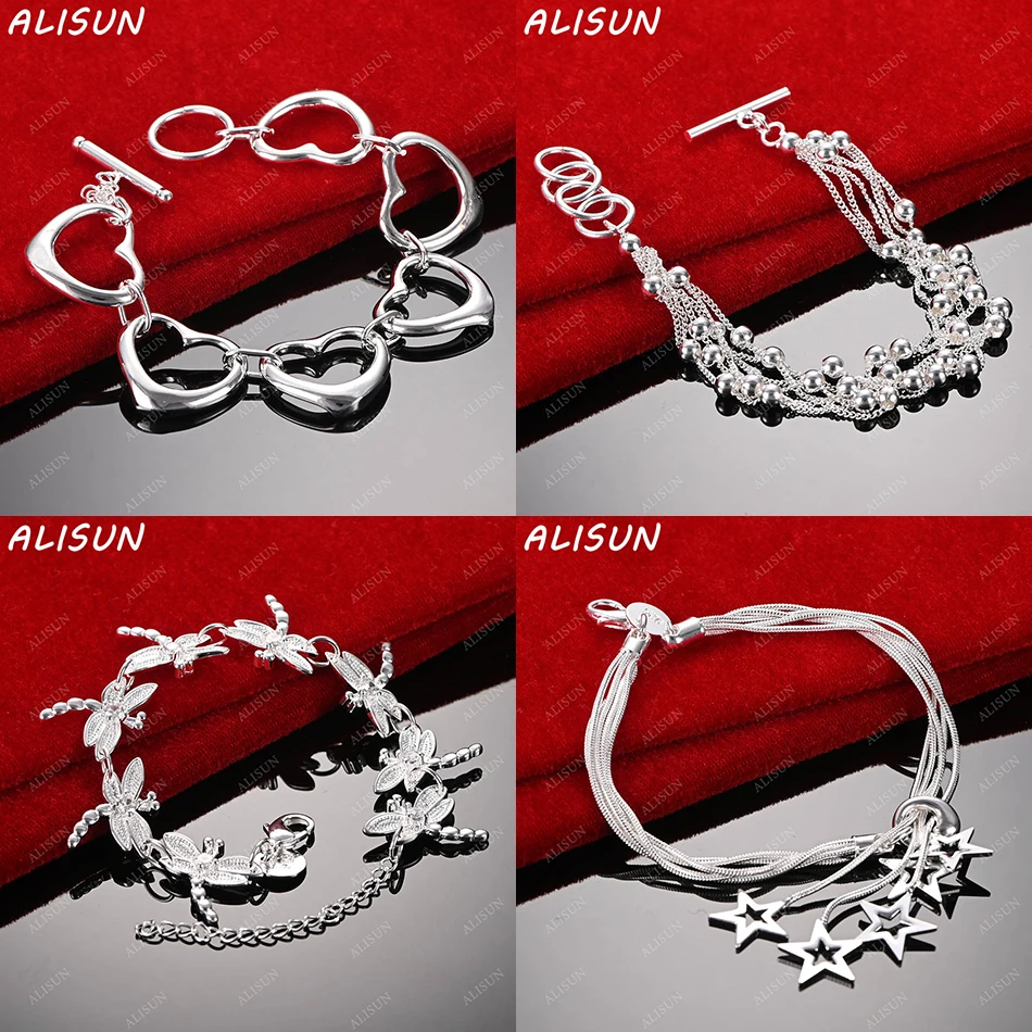 

ALISUN 925 Sterling Silver Design Bracelets For Women Men Anniversary Gift Popular Wild Fashion Romantic Jewelry