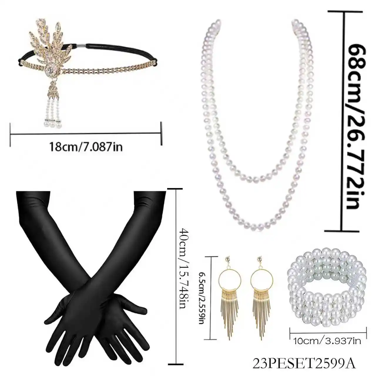 PESENAR 1920s Costume and Accessories Set, Ideal for 1920s Party and Role-playing Activities