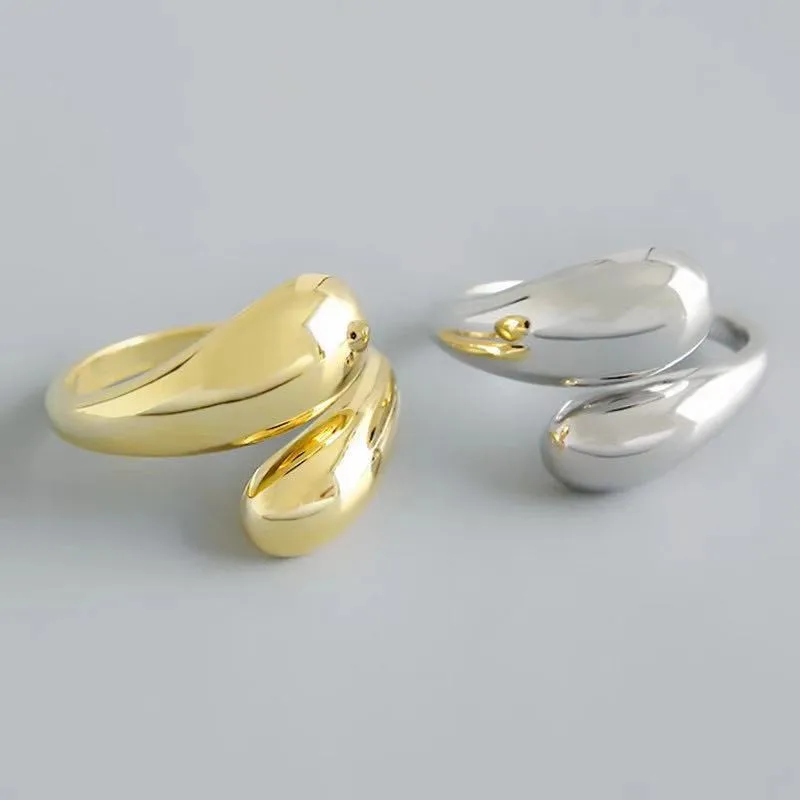 New Fashion Designer Gold Silver Colour Water Drop Ring Woman Europe America  Luxury Jewelry Trendy 2024