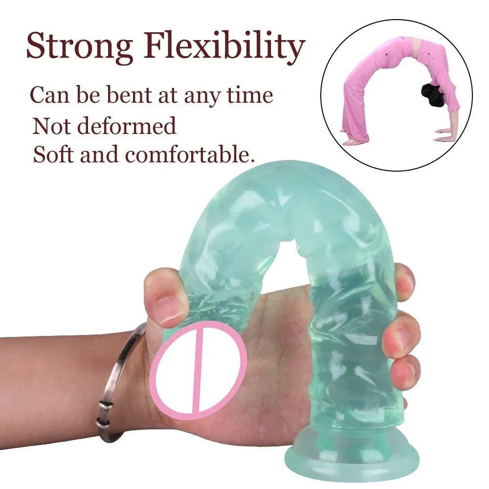 25CM Realistic Dildo Erotic Soft Jelly Vaginal Anus Masturbator Couple Toys Crystal Jelly Strong Sucker Lesbian Female Sex Shop