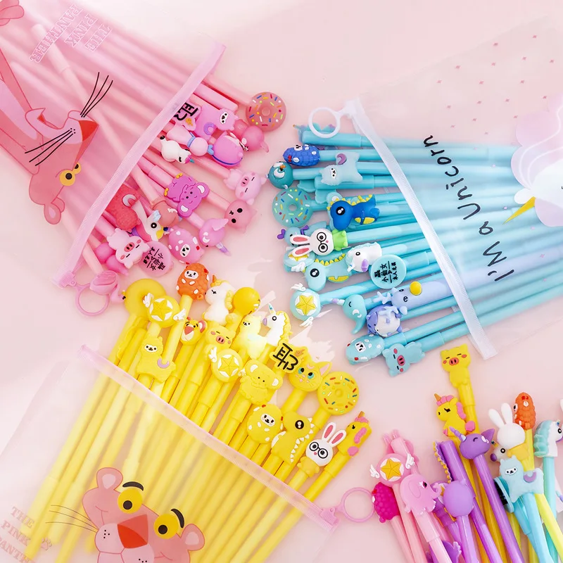 

20Pcs Cute Cartoon Gel Pen Korean ins Pen Random Styles Cute Black Ink Pen Pencil Student Stationery School Office Supplies